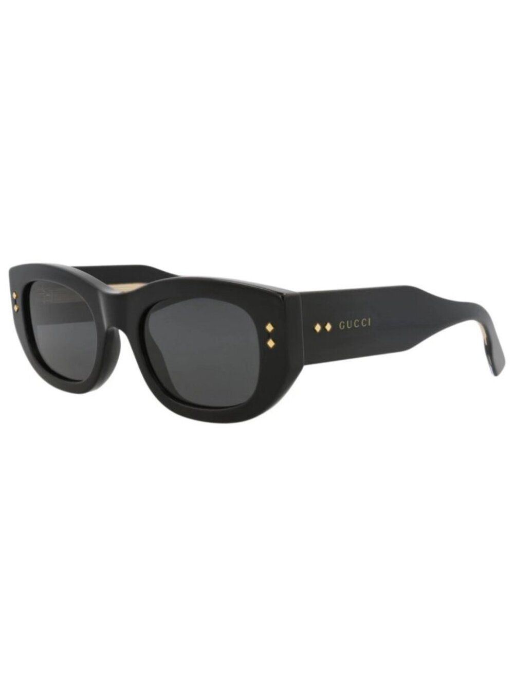 New Gucci Women's Sunglasses Square Rectangle Recycled Acetate Frame Black Black